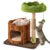 Cat Tree Cat Tree cu Cat Hole Brown + Green 60 x 46 x 73 cm