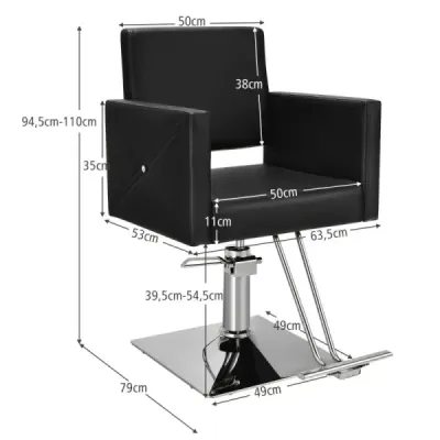 Scaun de coafură înălțime reglabil scaun coafor cu pompă hidraulică 360° rotatable Negru