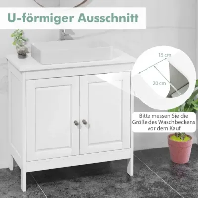 Dulap baie cu 2 usi si raft reglabil Picioare drepte Alb 60 x 30 x 60 cm