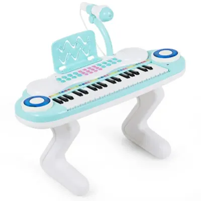37 Keys Digital pian Copii Tastatură pian cu microfon 48 x 20 x 38 cm albastru