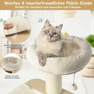 174 cm Cat Tree Lemn masiv 4-Etagen Cat Tower Natura