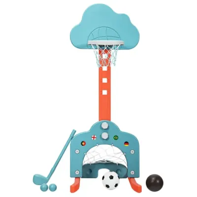 3 din 1 loc de joaca pentru copii cu inaltime reglabila baschet & fotbal gol & golf verde