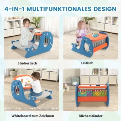 4 în 1 releu pentru copii în Walform cu banc și masă cu două fețe de top & Whiteboard