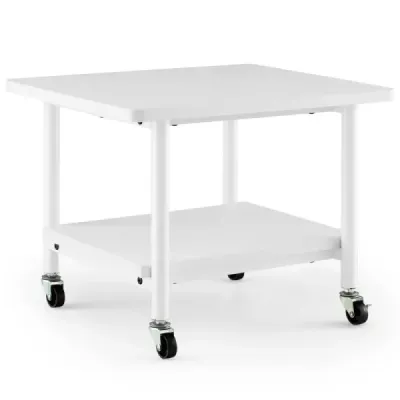 Tabel imprimantă cu 2 nivele & Roți fixe Stand imprimantă cărucior alb