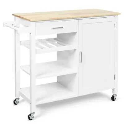Cărucior de bucătărie Rolling Insula de bucătărie mobil cu sertar 100 x 48 x 90 cm Alb