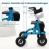 Foldable și ușor cu scaun de aluminiu până la 160 kg 2 în 1 scaun cu rotile și scuter de călătorie Blue