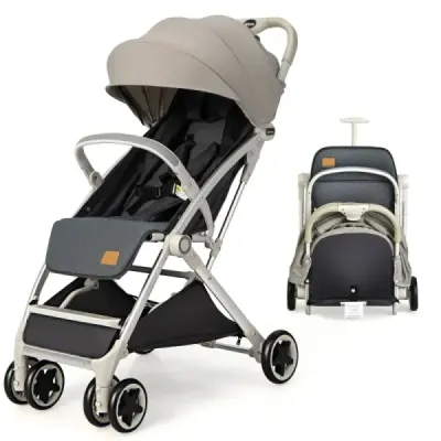 cărucior pliabil de călătorie buggy cu backrest reglabil & transport pentru copii decapotabil cu cupa gri