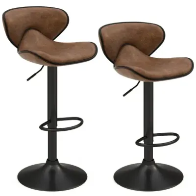 2 seturi Bar rotativ Stool cu backrest & picioare scaune bar Seat Stool Rustic Brown