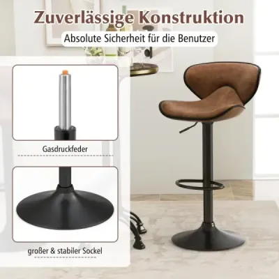 2 seturi Bar rotativ Stool cu backrest & picioare scaune bar Seat Stool Rustic Brown