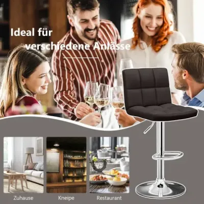 2 set 360° scaun bar turnable din piele sintetica scaun scaun scaun mare reglabil bar maro