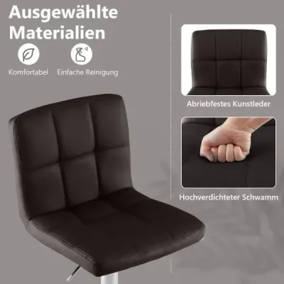 2 set 360° scaun bar turnable din piele sintetica scaun scaun scaun mare reglabil bar maro