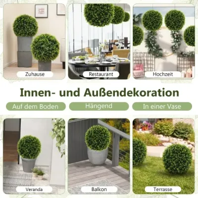 2er Buchsbaumkugel 52 cm Buchsbaum Kugel Zedern UV-rezistent de tăiere Planta de arta verde