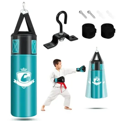 Set sac de box cu 8 oz Mănuși bucle de mână Sac de box pentru copii și adulți negru + verde
