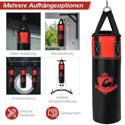 Set sac de box cu 8 oz Mănuși bucle de mână Sac de box pentru copii și adulți negru + roșu