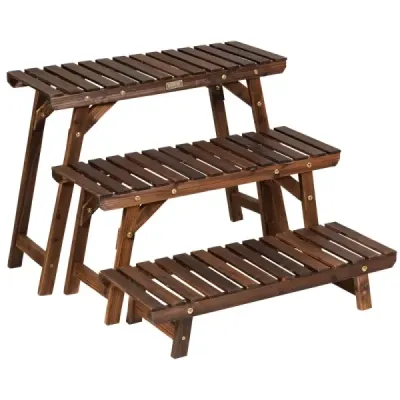 Raft de plante de 3 trepte. Flower Stand Brown