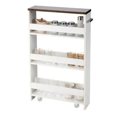 Insula Bucătăriei Carucior de bucatarie ingust cu rola de 48 x 12,5 x 81 cm