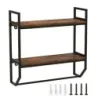 Niveluri industriale 2 Raft de perete cu cadru bar &amp; metal Rustic Brown