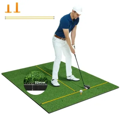 Mat impact Golf 2 ceaiuri de cauciuc & 2 bare de aliniere & 6 pozitii de impact 152 x 117 cm grosime 32 mm