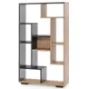 120cm Bookcase cu 9 compartimente separator cameră Standregal negru geometric și lemn