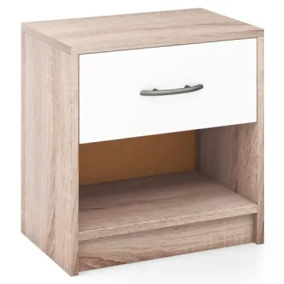 Tabel lateral mic cu compartiment deschis 38,5 x 28 x 40,5 cm Natura + alb