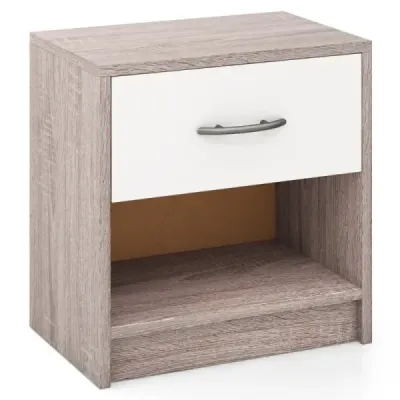Tabel lateral mic cu compartiment deschis 38,5 x 28 x 40,5 cm gri deschis + alb