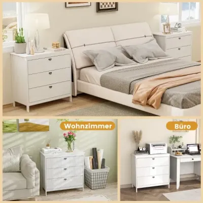 Cufăr din lemn de sertare cu 3 sertare și mânere metalice Dulap sertar sideboard modern