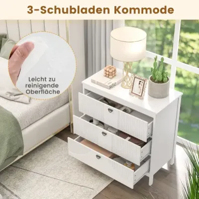 Cufăr din lemn de sertare cu 3 sertare și mânere metalice Dulap sertar sideboard modern