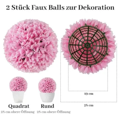 2er Buchsbaumkugel - bile decorative rezistente la UV Ø28 cm Rosa
