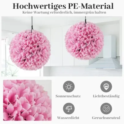 2er Buchsbaumkugel - bile decorative rezistente la UV Ø28 cm Rosa