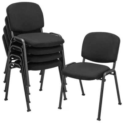 5 scaune de conferință stabilite Scaune de vizitator fixe, fără brațe Armless stivuitoare scaune negru
