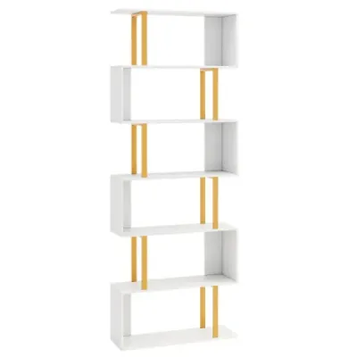 Librărie în formă de S cu 6 nivele suport de stocare stand 70 x 24 x 189 cm