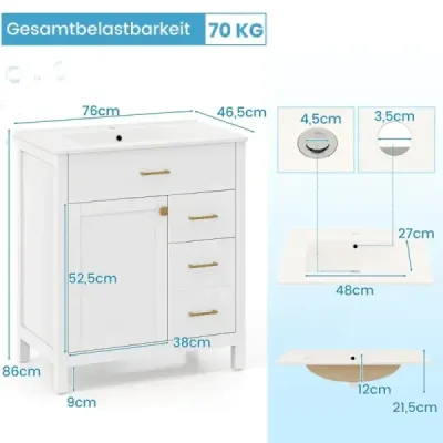 Mobilier pentru băi cu bazine şi 2 sertare şi 2 uşi