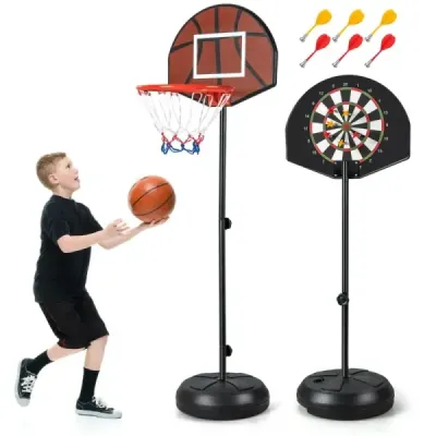 Copii baschet baschet cu dartboard & 6 darts baschet stand negru