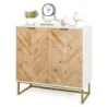 Sideboard cu 2 usi dulap bucatarie cu raft tip bufet modern cu picioare metalice alb 80 x 40 x 80 cm