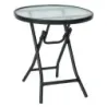 Masa de sticla rotunda cu masa de sticla temperata 46.5 x 46.5 x 47.5 cm Negru