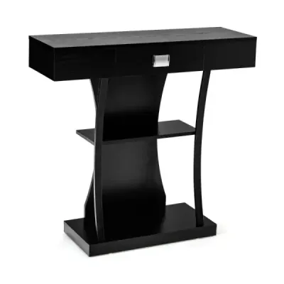 Masa consola cu sertare si rame metalice & 2 rafturi si protectie înclinata Masa industriala Black