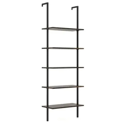 5 etaje rack perete rack cu cadru de oțel 60 x 30 x 180 cm Rustic maro