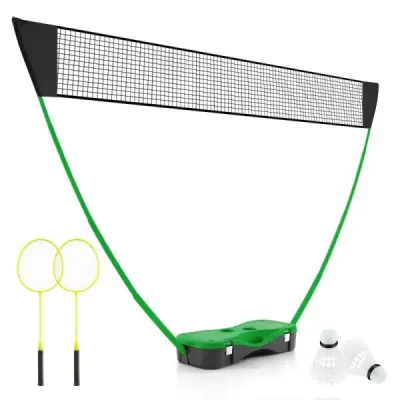 Badminton de putere stand portabil joc cu minge de pene cu lilieci complet Badminton Set Green
