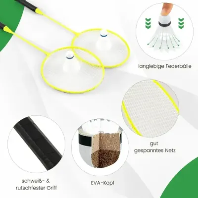 Badminton de putere stand portabil joc cu minge de pene cu lilieci complet Badminton Set Green