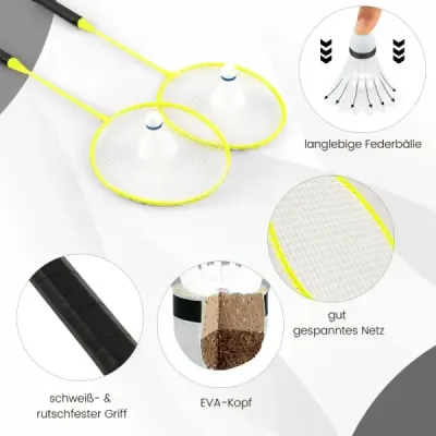 Badminton putere stand portabil pana joc minge cu lilieci complet Badminton Set negru