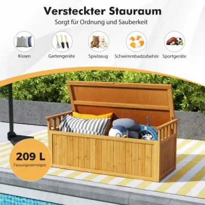 Banc de depozitare a lemnului exterior cu brat & capac 2 banc de scaune cu spatiu de depozitare