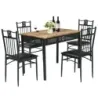 Set de mese 5 piese dining grup de mese dreptunghiulare cu 4 scaune căptușite Negru