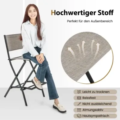 2 set scaun bar pliant în partea de sus contra cu backrest & tesatura respirabila cafea
