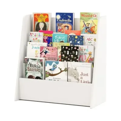 Copii Bookcase cu 4 sloturi pentru copii cameră Magazine standuri carte alb