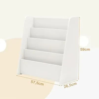 Copii Bookcase cu 4 sloturi pentru copii cameră Magazine standuri carte alb