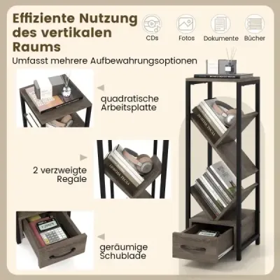 Rezervă rafturi sub formă de copac cu sertar & metal cadru 4 niveluri stand rafturi birou rafturi