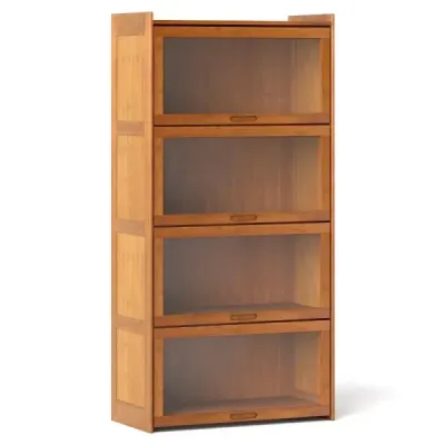 4 biblioteca etaj cu usi acrilice ecran dulap din bambus 69 x 34 x 140 cm maro