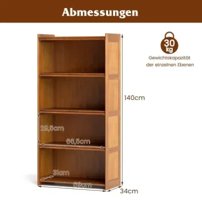 4 biblioteca etaj cu usi acrilice ecran dulap din bambus 69 x 34 x 140 cm maro