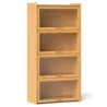 4 biblioteca etaj cu usi acrilice ecran dulap din bambus 69 x 34 x 140 cm natura