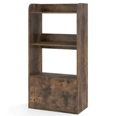Bookcase cu sertar Stand raft cu 2 compartimente Raft de birou din lemn 55 x 29 x 105 cm Rustic Brown